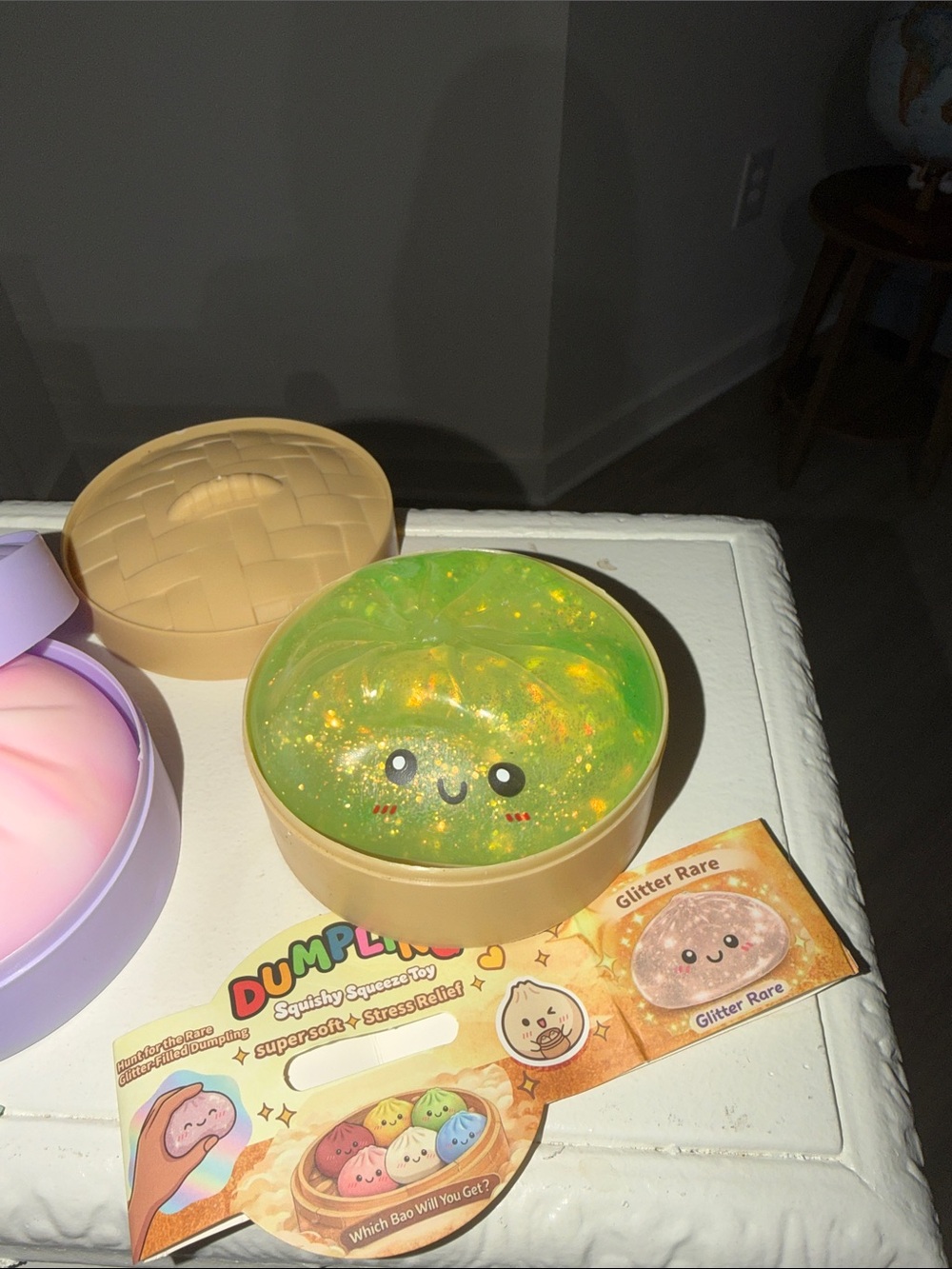 Squishy Dumpling Toy Set - Pink & Green Glitter